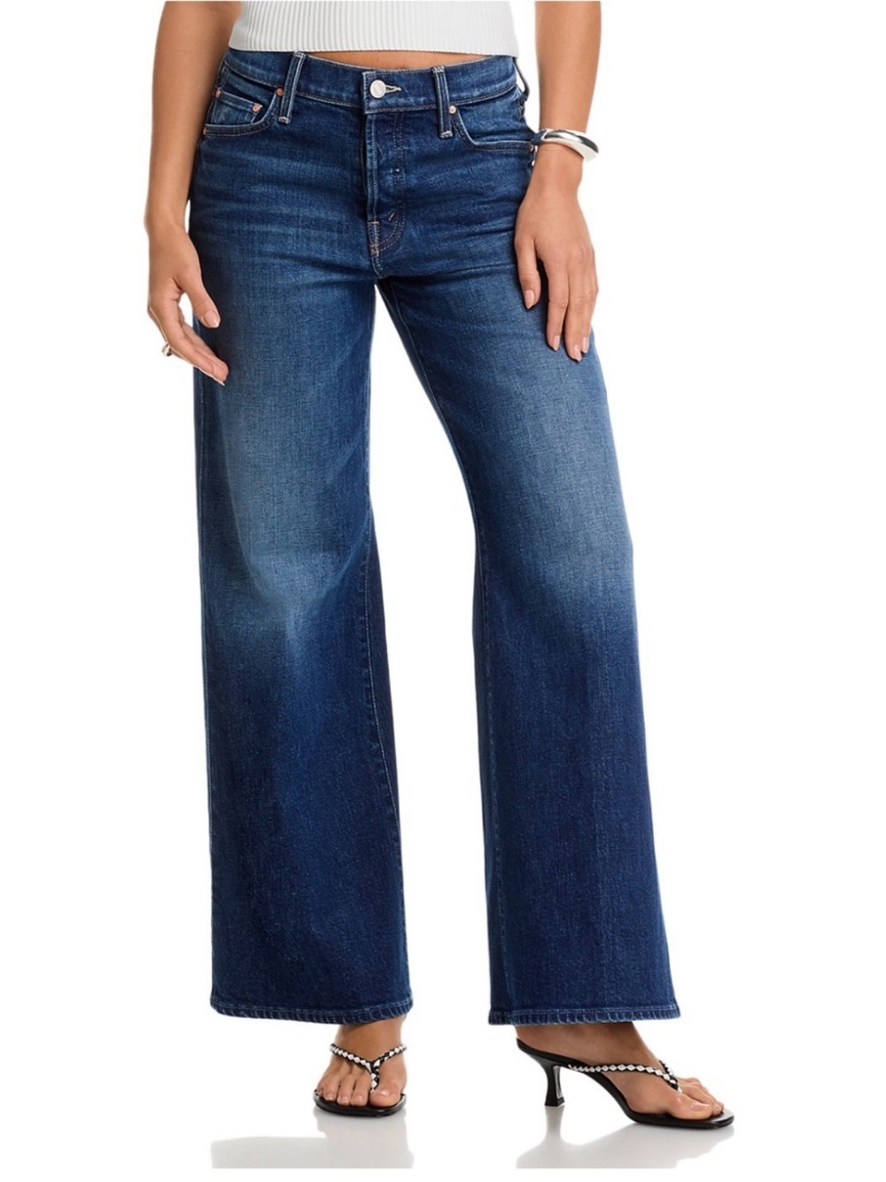 MOTHER Petites Lil Tomcat Roller Skimp wide leg Jeans Perfectly Imperfect